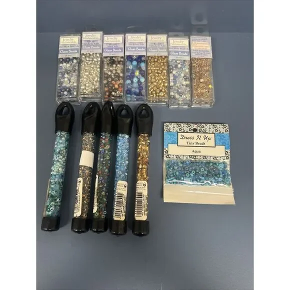 Lot of 13 Tubes/containers Fashion Czech Glass Beads Jewelry Fundamentals Stone - Picture 1 of 5